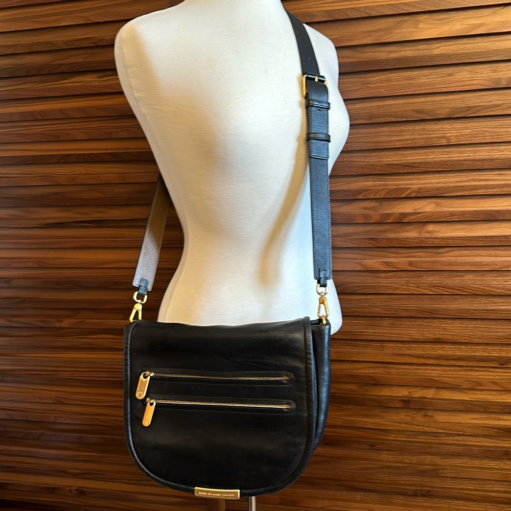 Marc by Marc Jacob’s black leather crossbody handbag with gold accents